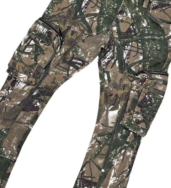 Brush camo cargo denim pant w/ side zipper details By Vicious-3