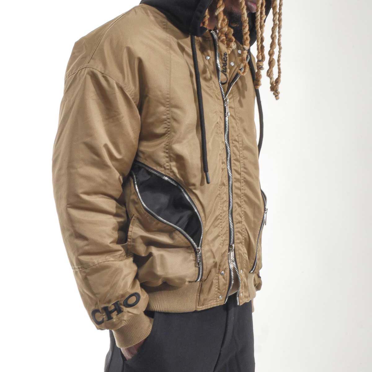 Relaxed hooded bomber jacket