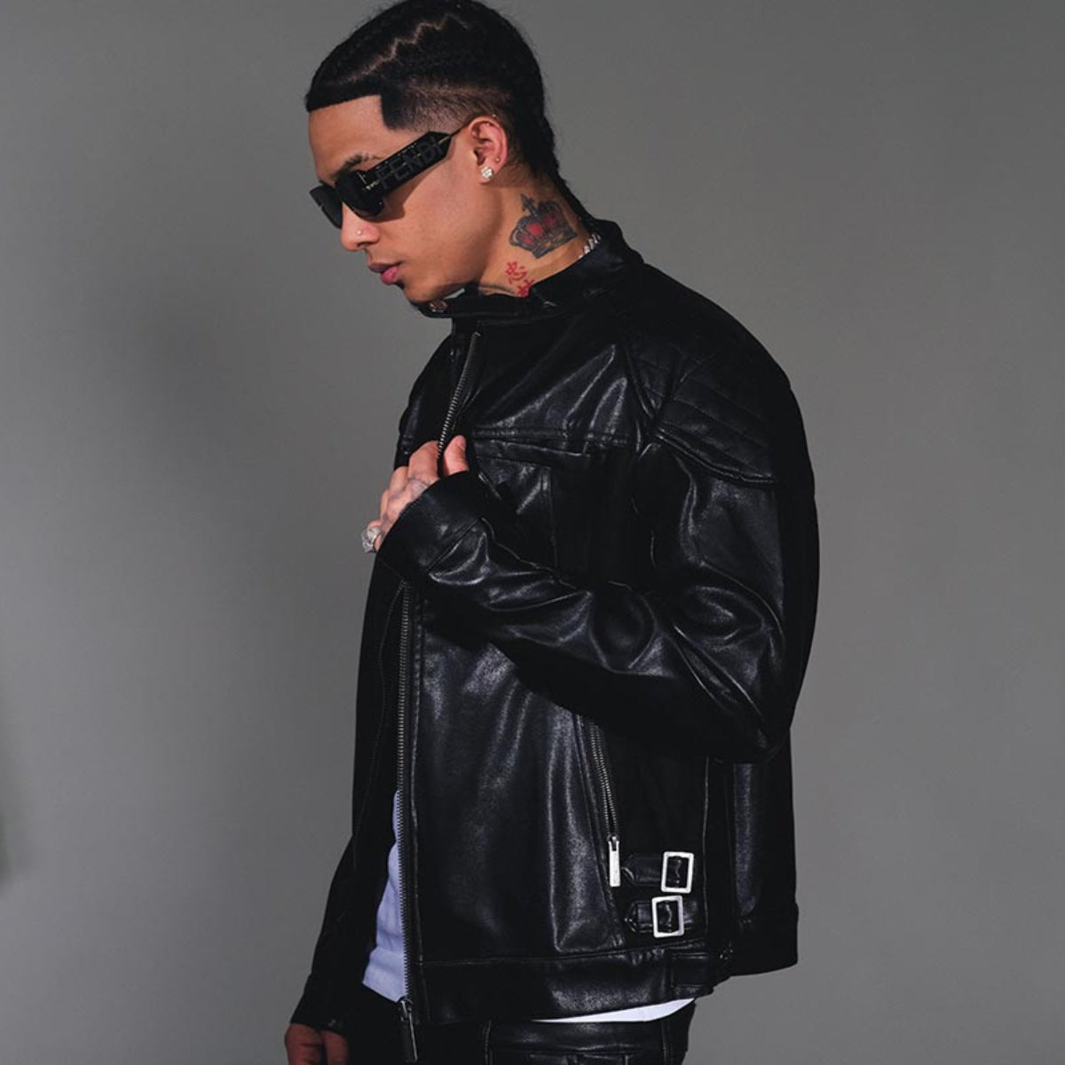 Suede mix racing jacket