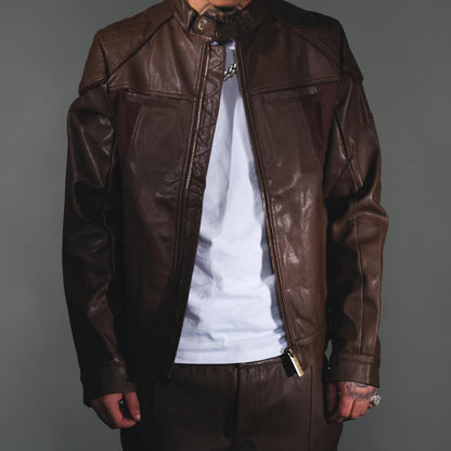 Suede mix racing jacket