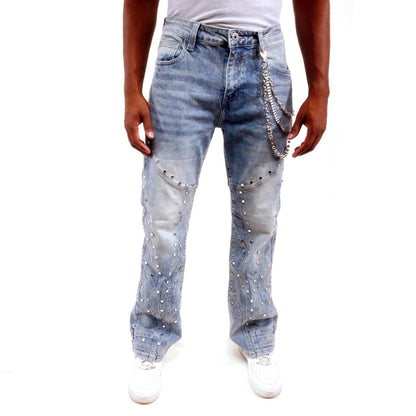 Embellished studded premium rhinestone denim pant By Vicious-3