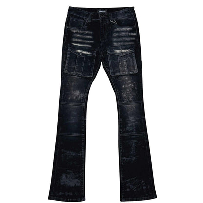 Velvet coated denim flared fit
