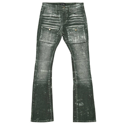 Velvet coated denim flared fit