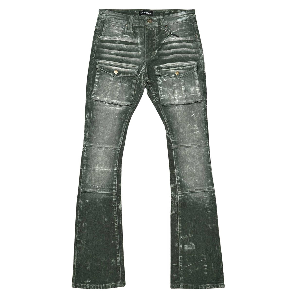 Velvet coated denim flared fit