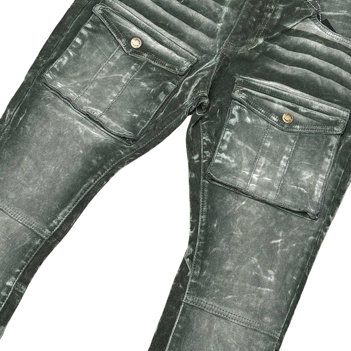 Velvet coated denim flared fit