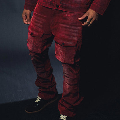 Velvet coated denim flared fit