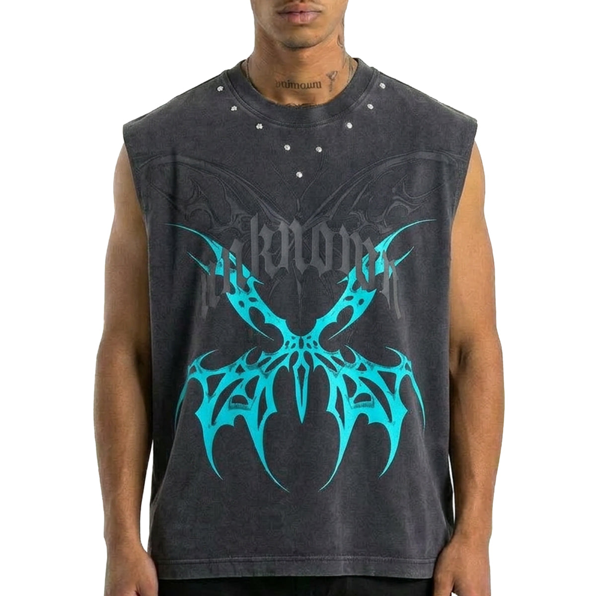Printed wings sleeveless tee