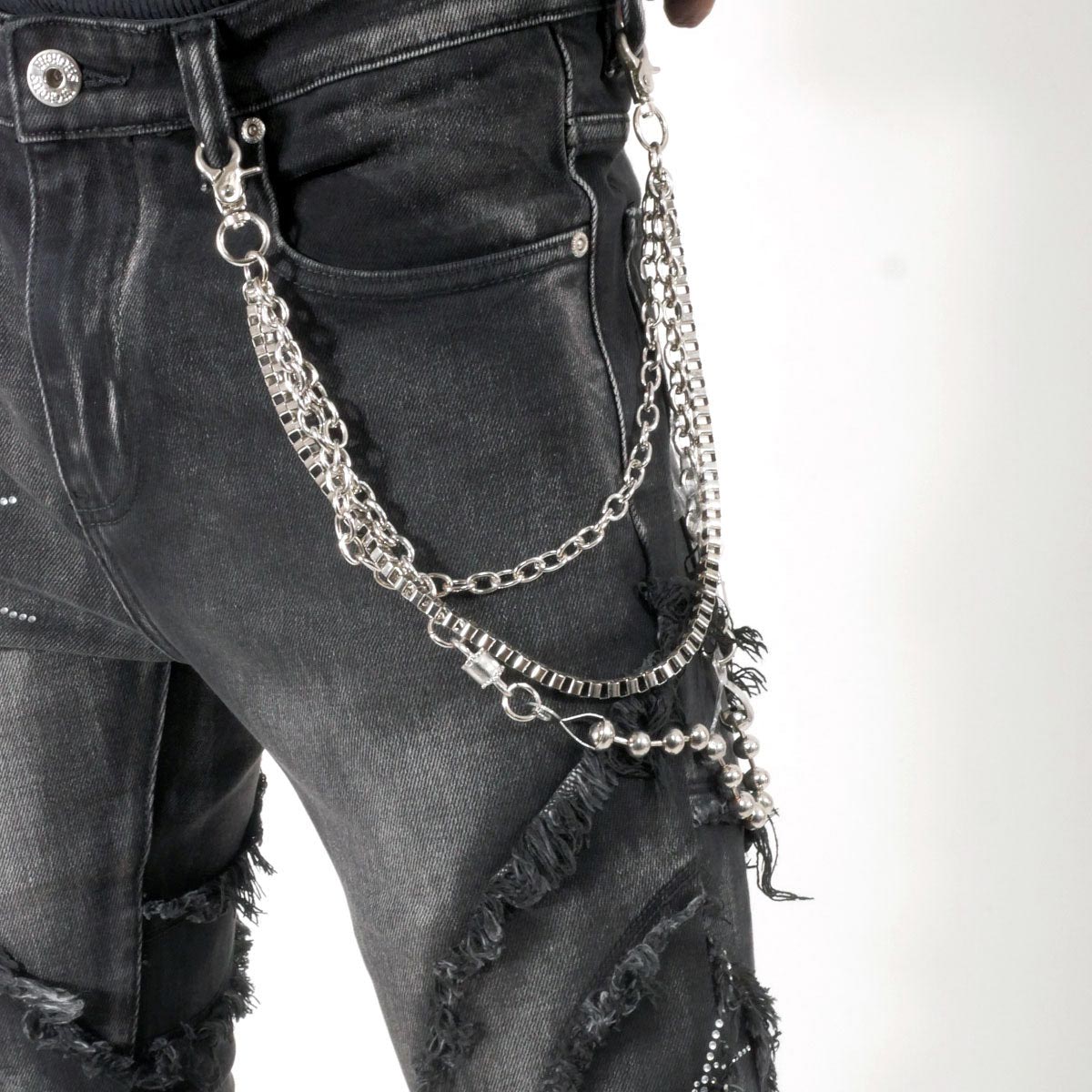 Stack denim pant w/ studded spider webs By Vicious-11