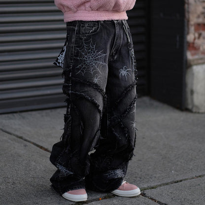 Vicious spyder web baggy fit denim pants