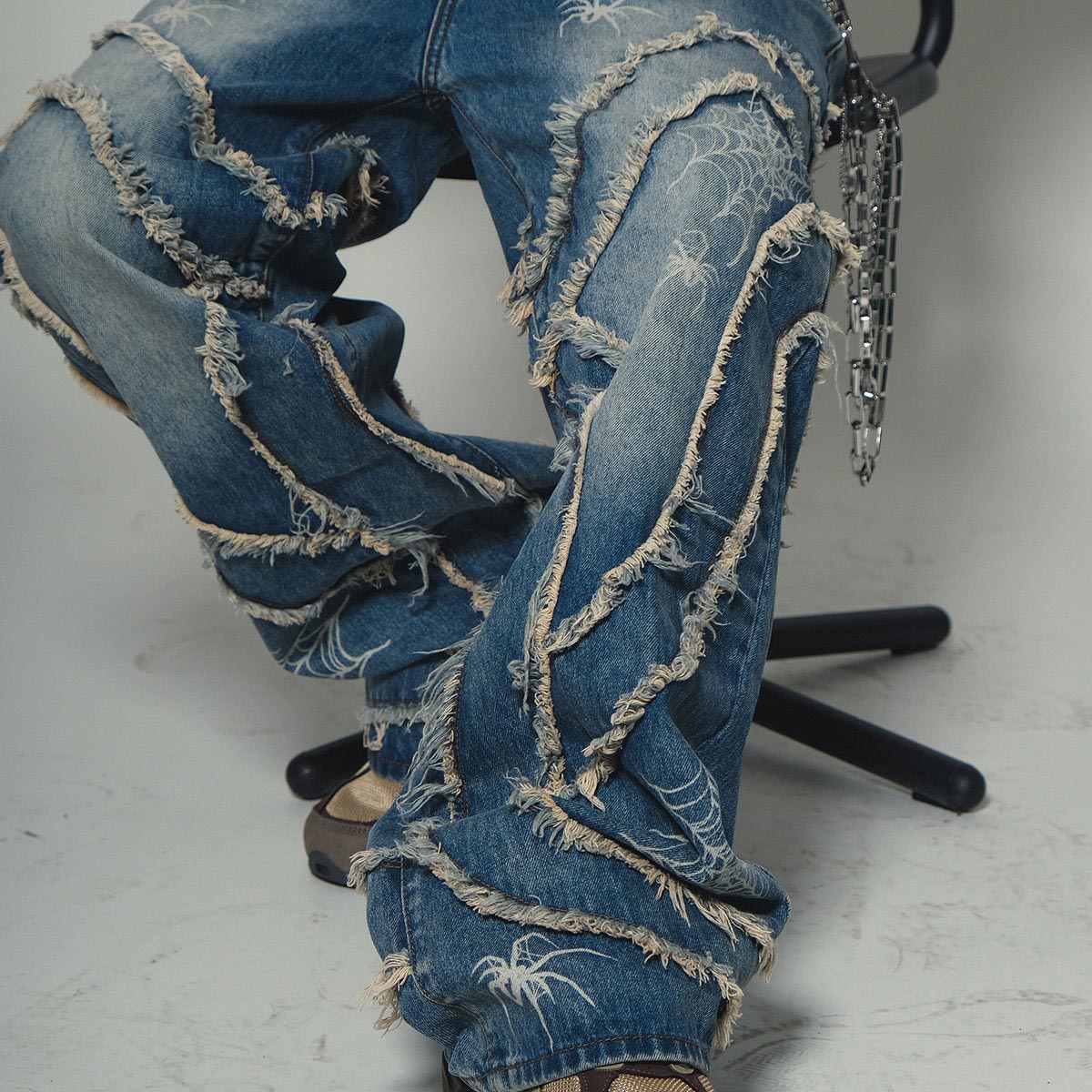 Vicious spyder web baggy fit denim pants