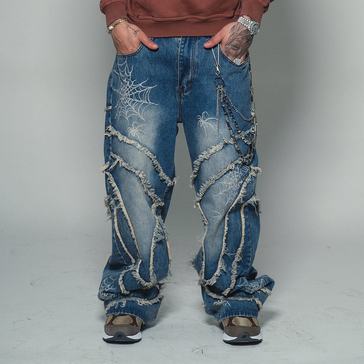 Vicious spyder web baggy fit denim pants