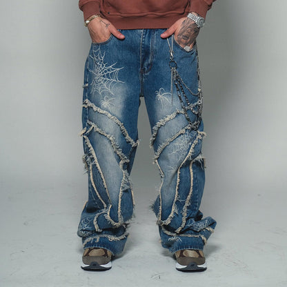 Vicious spyder web baggy fit denim pants