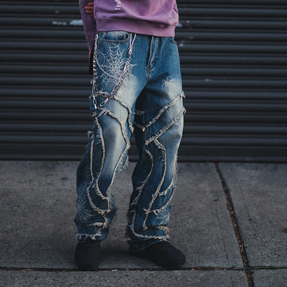 Vicious spyder web baggy fit denim pants