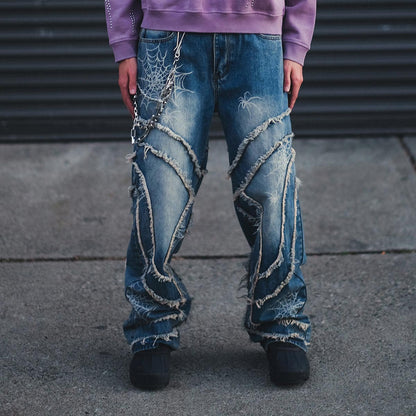 Vicious spyder web baggy fit denim pants