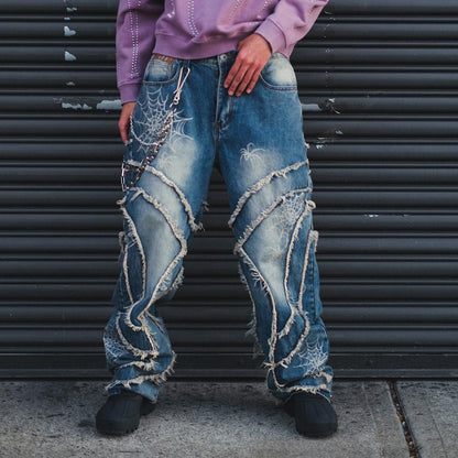 Vicious spyder web baggy fit denim pants