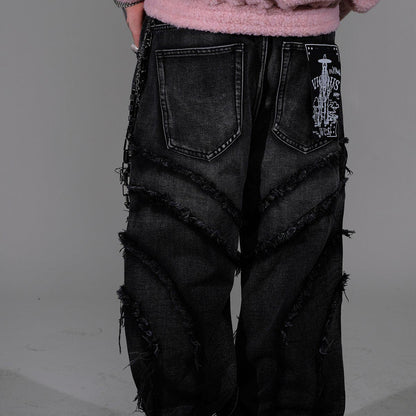 Vicious spyder web baggy fit denim pants