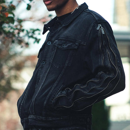 Denim jacket / multi zippers