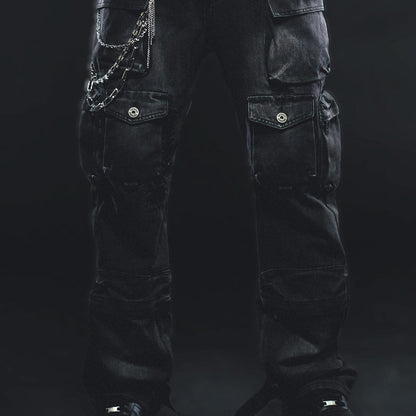 Multi cargo baggy/ loose fit denim By Vicious-3