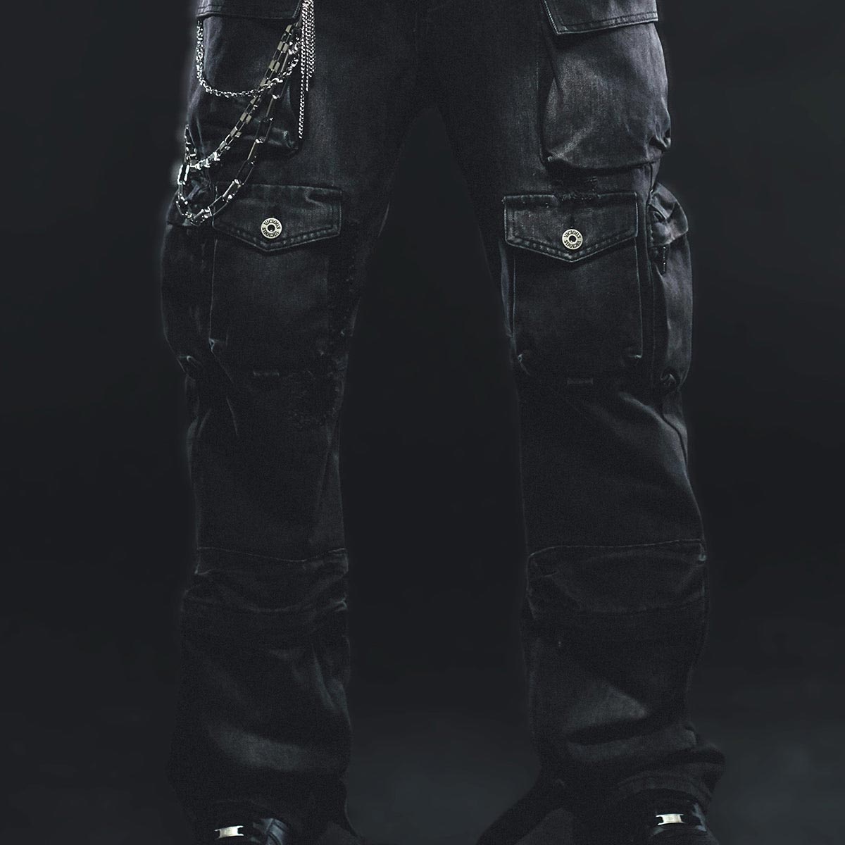 Multi cargo baggy/ loose fit denim by Vicious, view 4