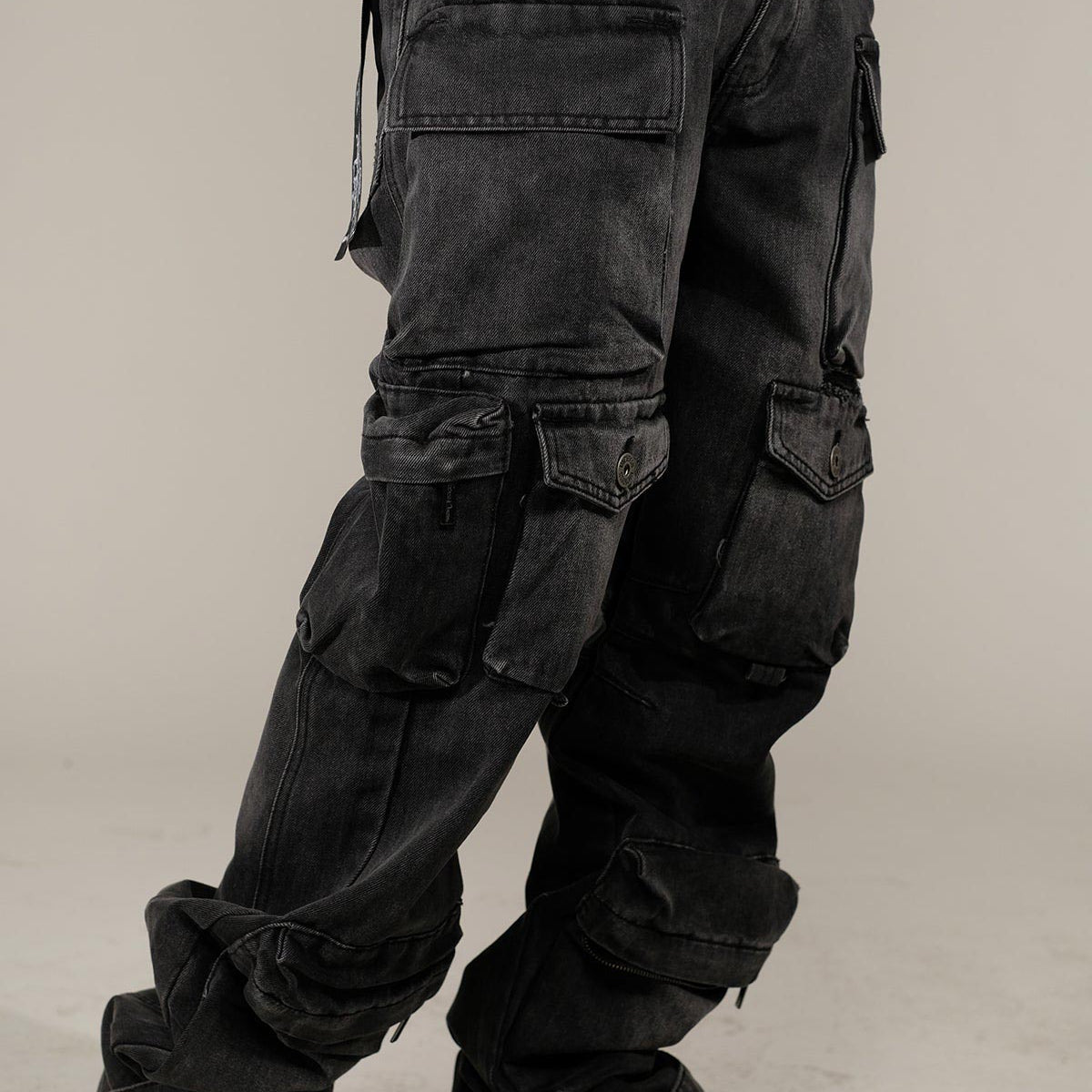 Multi cargo baggy/ loose fit denim by Vicious, view 24