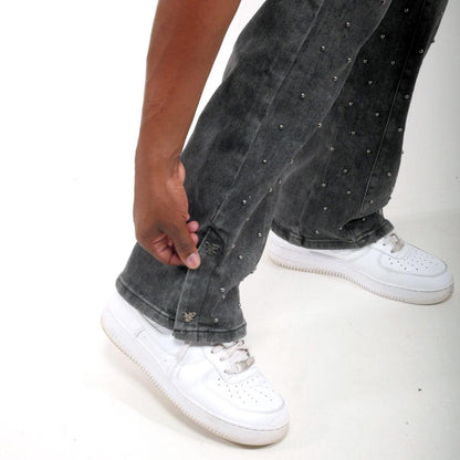 Pearl medium studded relaxed straight denim pant By Vicious-13