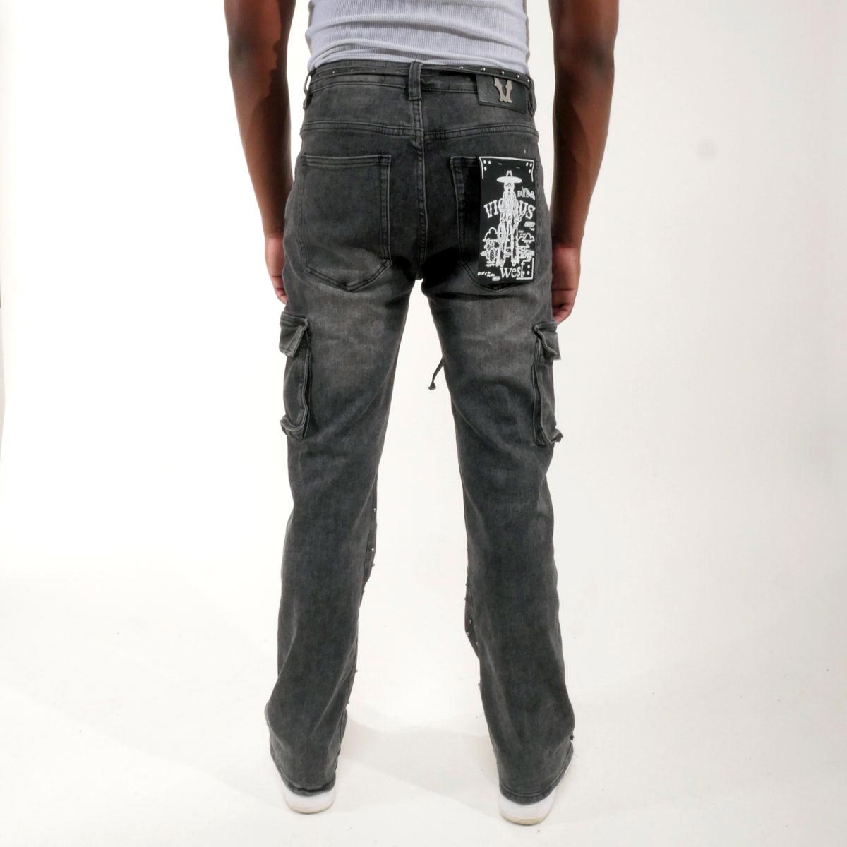 Pearl medium studded relaxed straight denim pant By Vicious-15