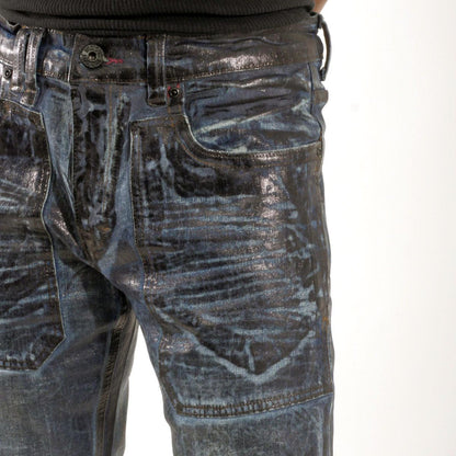 Patch pocket oil slick straight leg jean