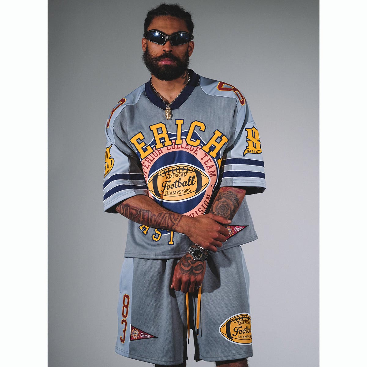 Patchwork jersey short