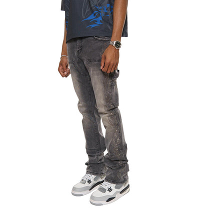 Carpenter flare denim pant w/ rhinestone details By Vicious-2