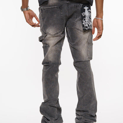 Carpenter flare denim pant w/ rhinestone details By Vicious-7
