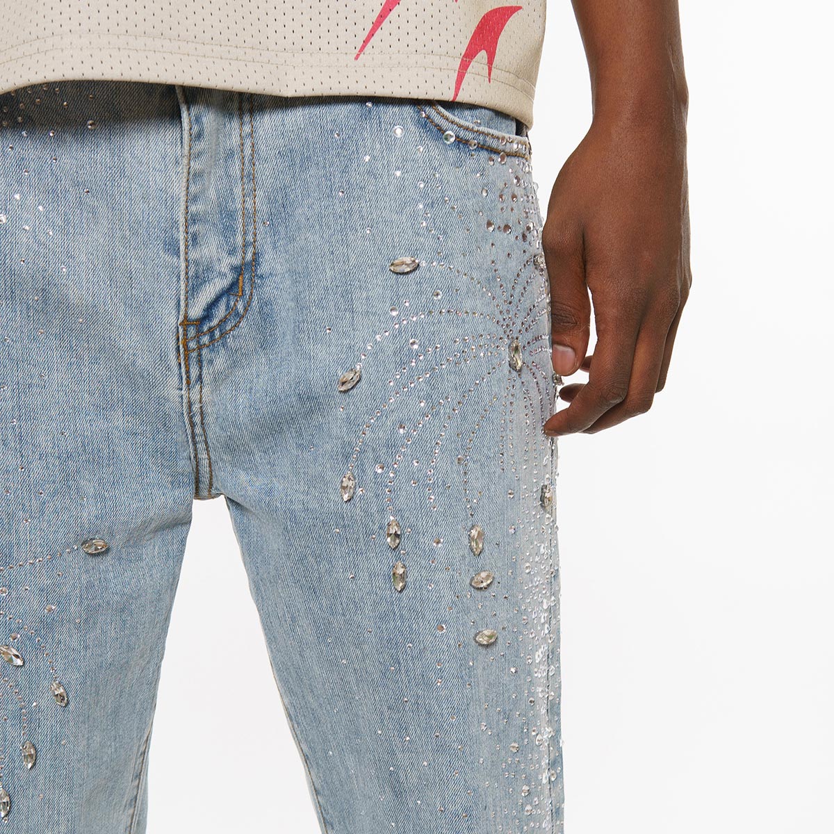 Embellished rhinestone denim pant By Vicious-7
