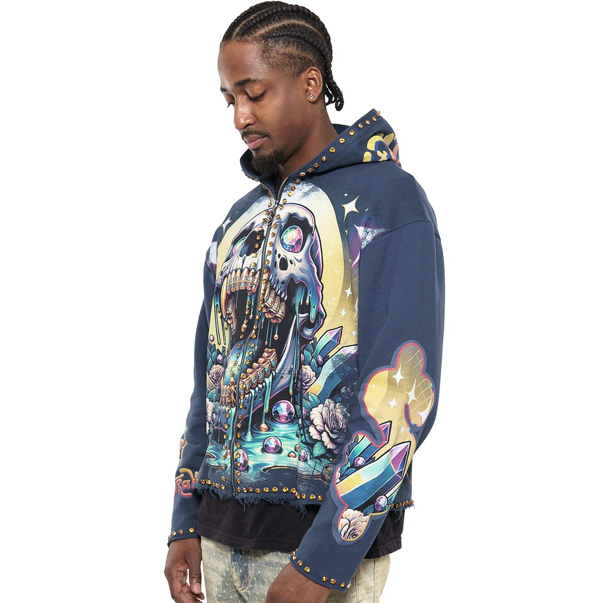 Vamp skull stray full-zip hoodie