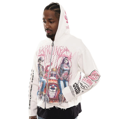 Biker stray full-zip hoodie