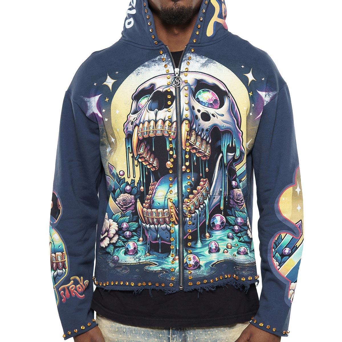 Vamp skull stray full-zip hoodie