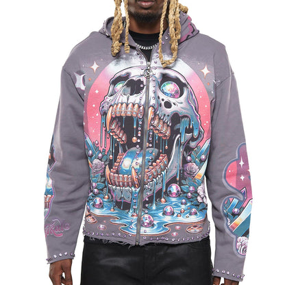 Vamp skull stray full-zip hoodie