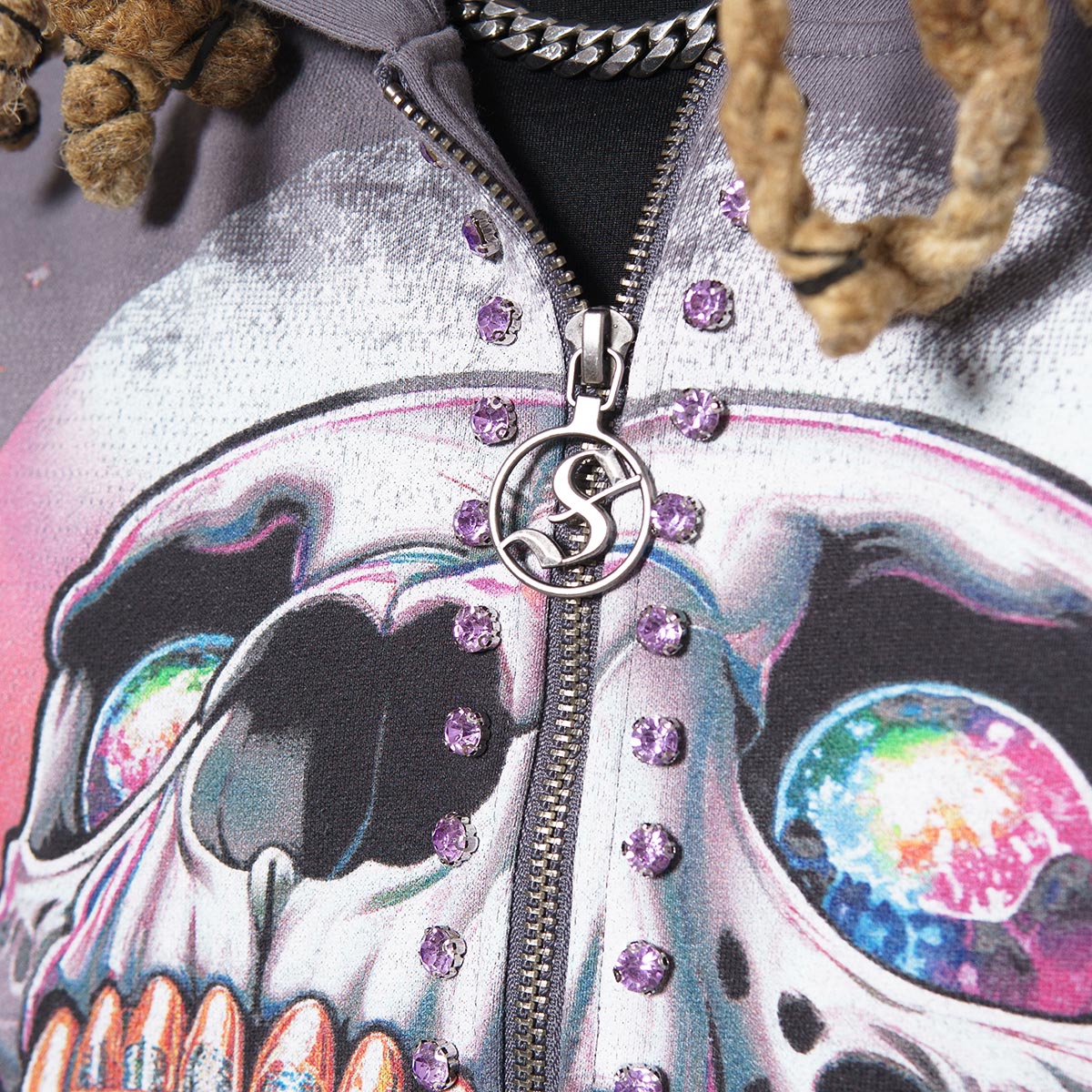 Vamp skull stray full-zip hoodie