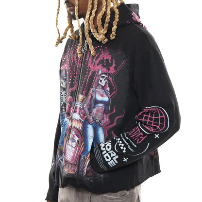 Biker stray full-zip hoodie