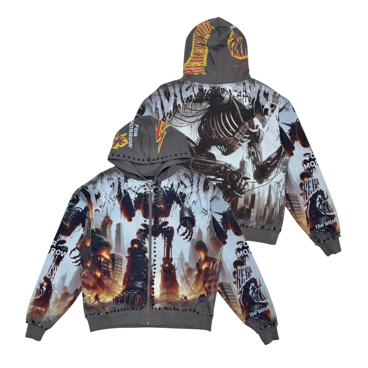 Stray robot attack full-zip hoodie