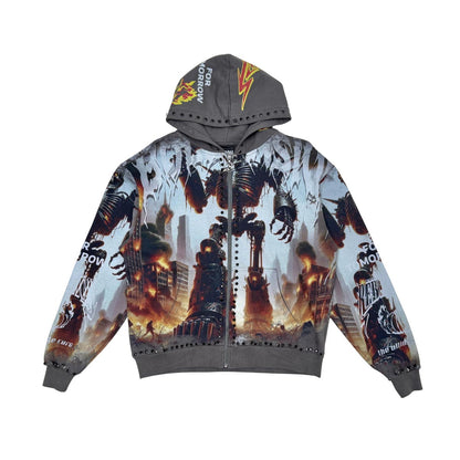 Stray robot attack full-zip hoodie By Stray-5