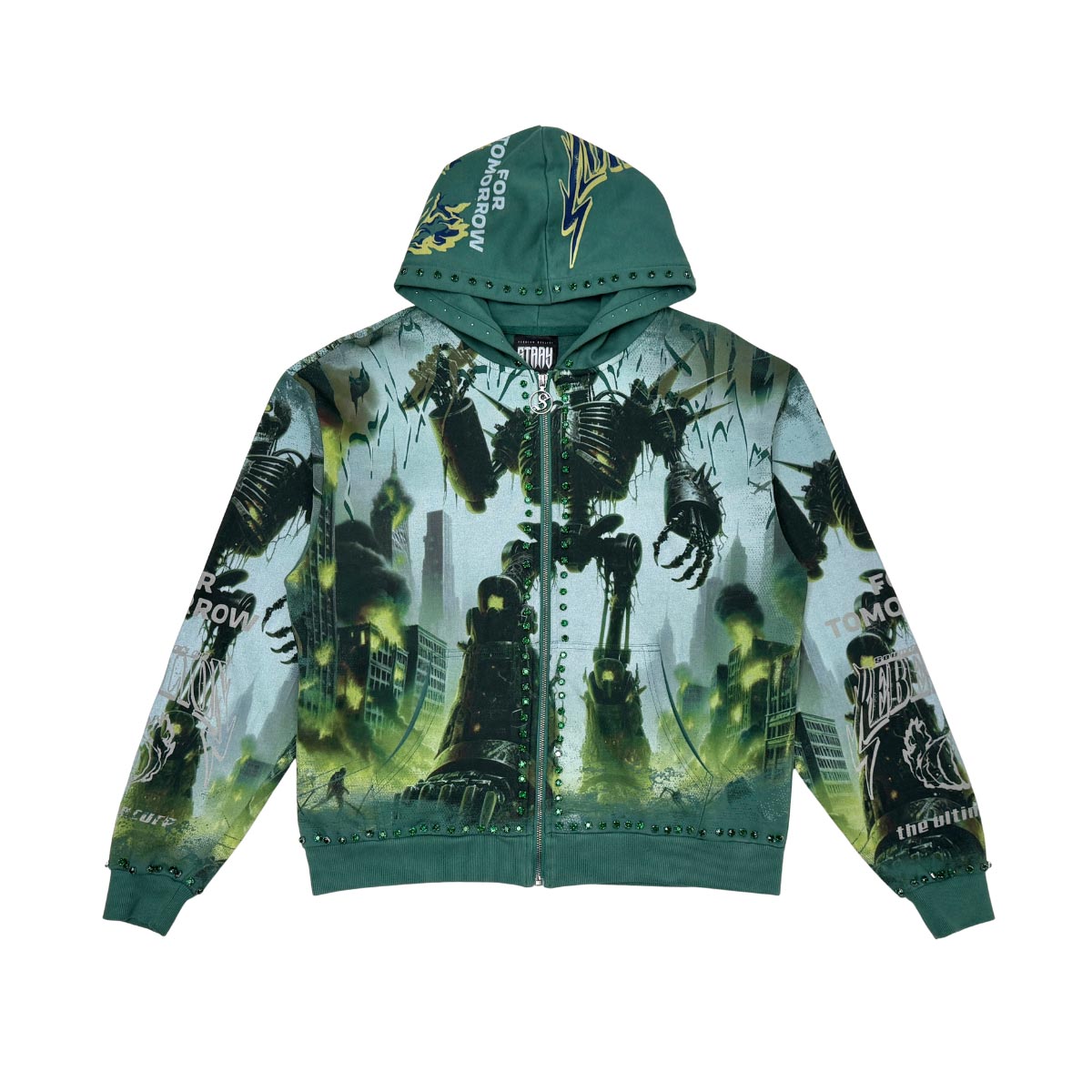 Stray robot attack full-zip hoodie By Stray-11
