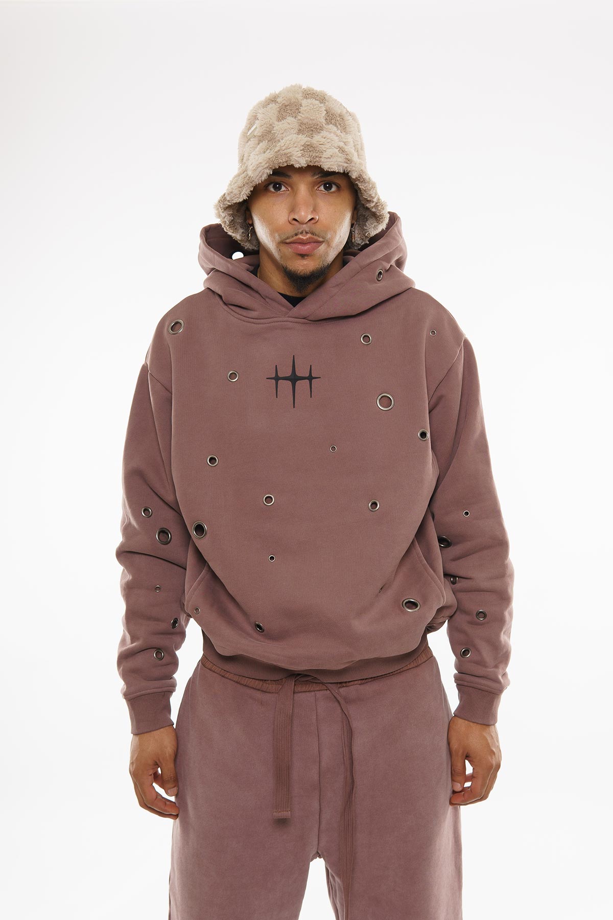 Unknown Garment-dyed, heavyweight cotton fleece cropped pullover hoodie By Unknown-22