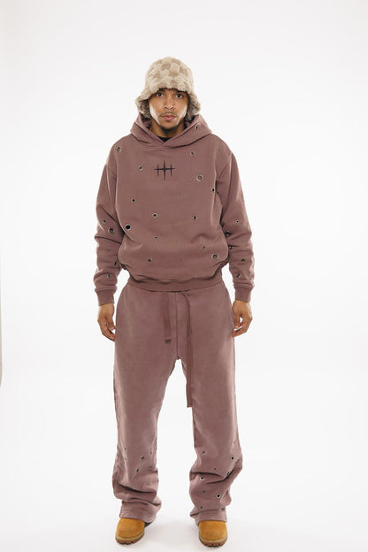 Unknown Garment-dyed, heavyweight cotton fleece cropped pullover hoodie By Unknown-24