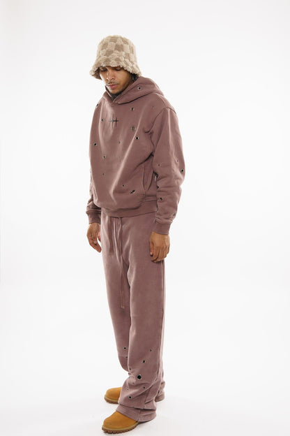 Unknown Garment-dyed, heavyweight cotton fleece cropped pullover hoodie By Unknown-25