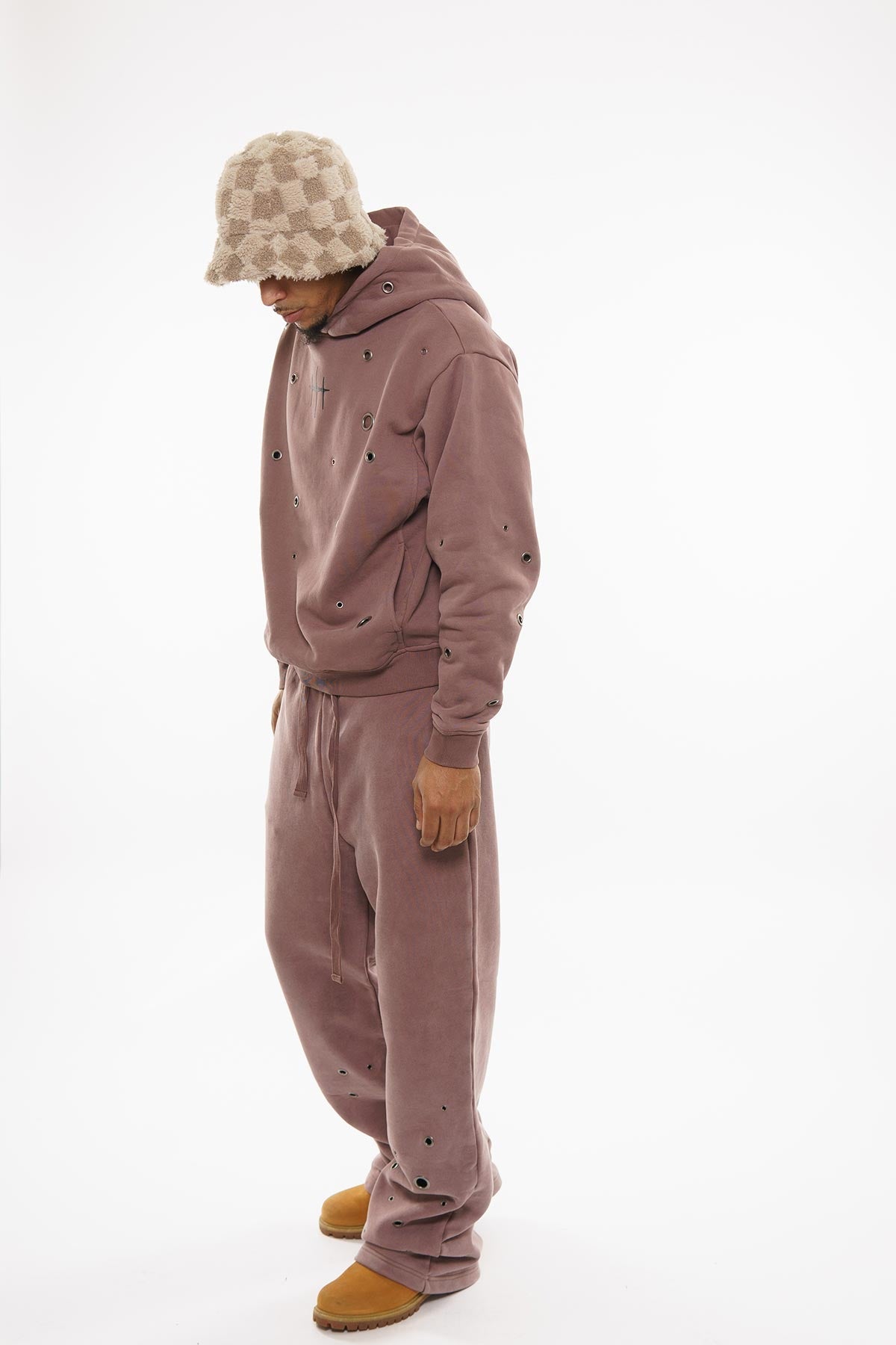 Unknown Garment-dyed, heavyweight cotton fleece cropped pullover hoodie By Unknown-26