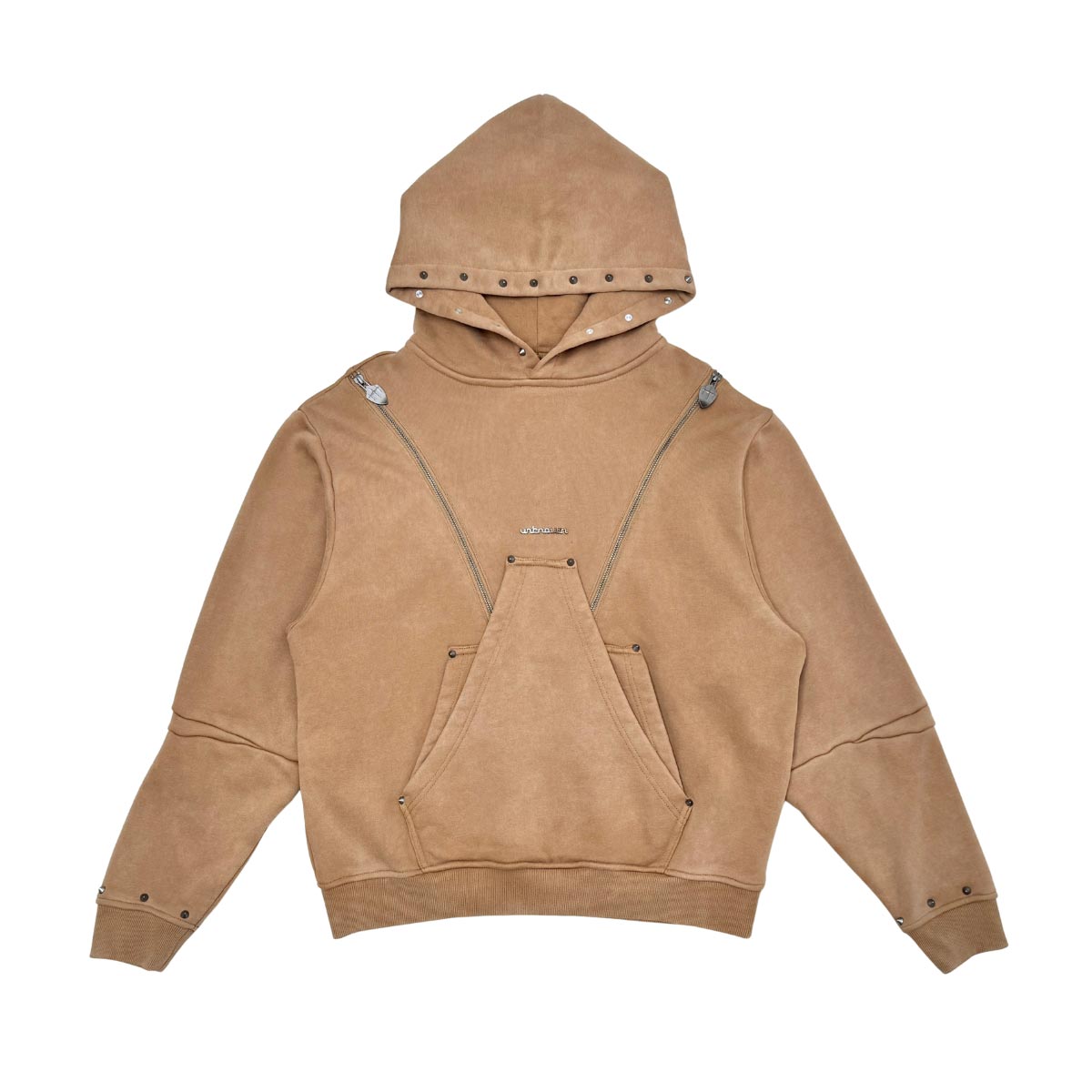Unknown garment-dyed, heavyweight cotton fleece pullover hoodie by Unknown, view 2