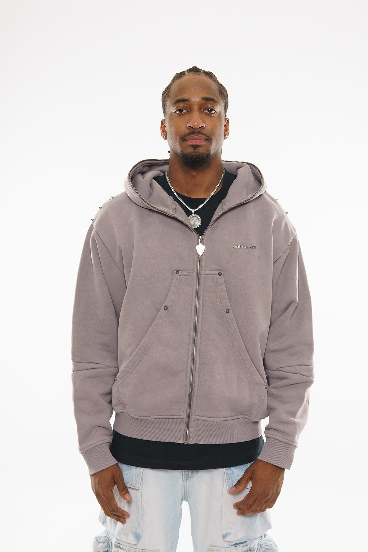 Unknown garment dyed full-zip hoodie By Unknown-8