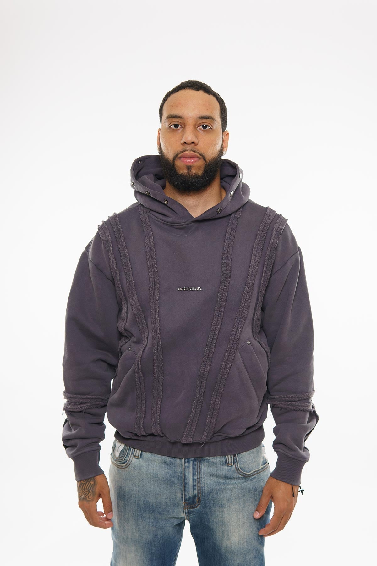 Unknown garment dyed cotton fleece pullover hoodie By Unknown-24