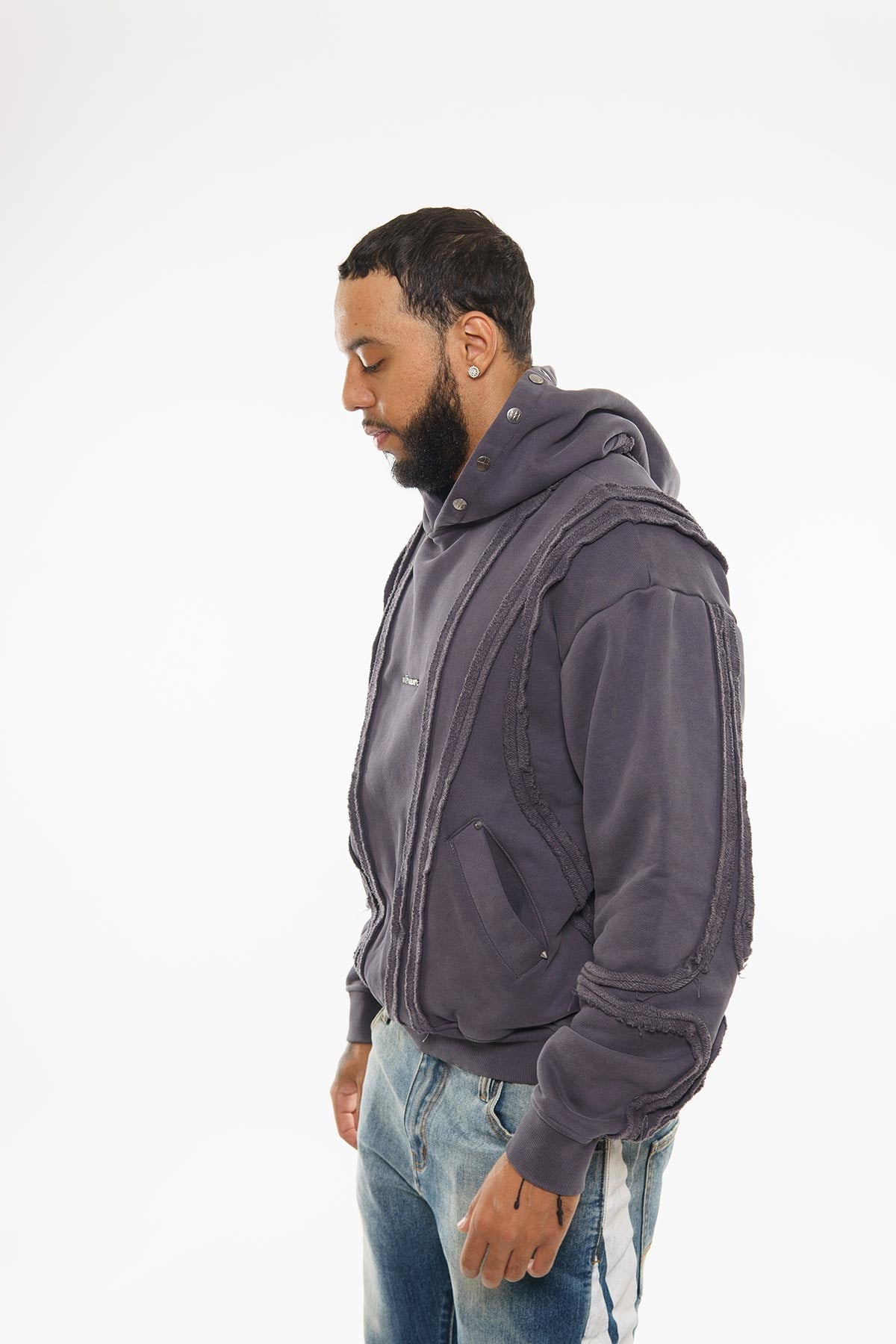 Unknown garment dyed cotton fleece pullover hoodie