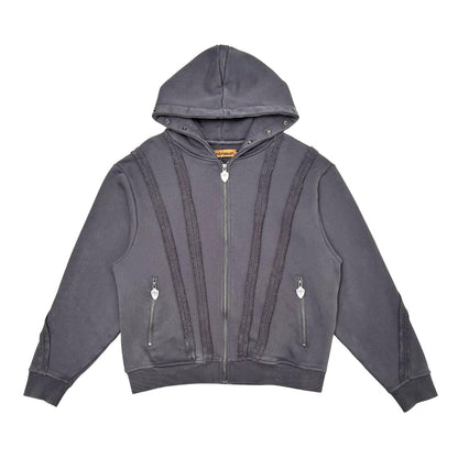 Unknown washed effect full-zip hoodie By Unknown-1