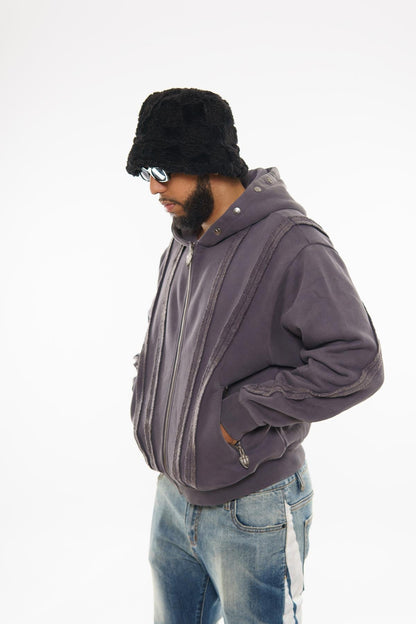 Unknown washed effect full-zip hoodie By Unknown-9